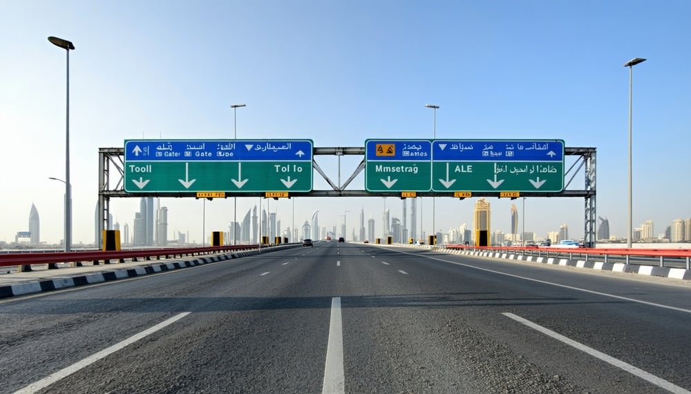 Dubai road with toll gate